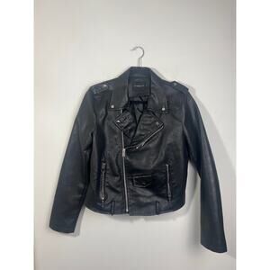 LY VAREY LIN Women's Faux Leather Motorcycle Jacket Size L